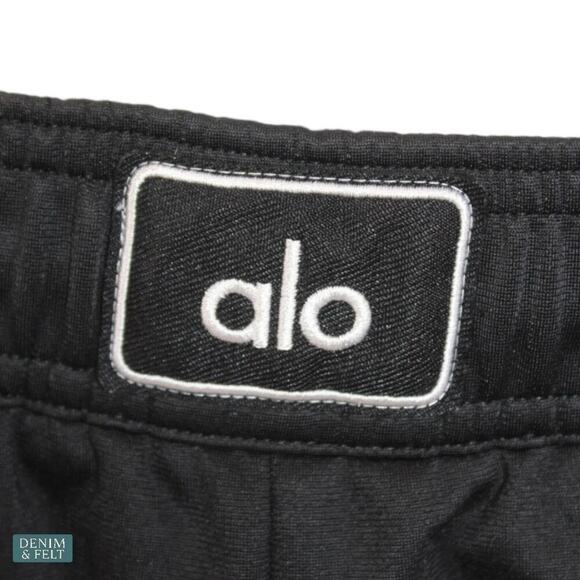 Alo Yoga Prizewinner Track Pants Black Wide Leg Logo Waistband Athleisure Small - Picture 6 of 13